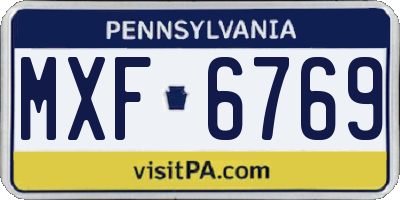 PA license plate MXF6769
