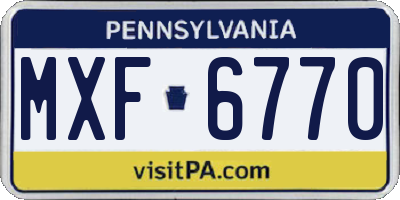 PA license plate MXF6770