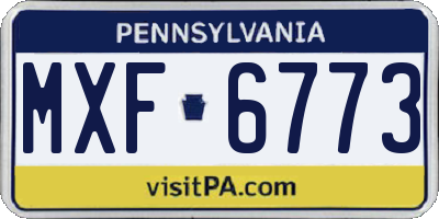 PA license plate MXF6773