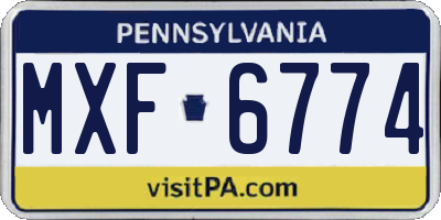 PA license plate MXF6774