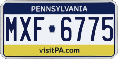PA license plate MXF6775