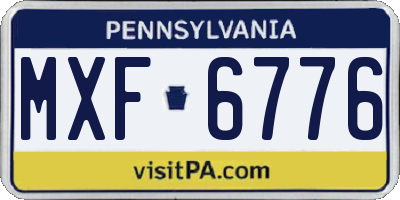 PA license plate MXF6776
