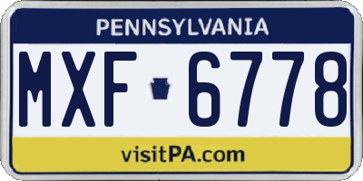 PA license plate MXF6778