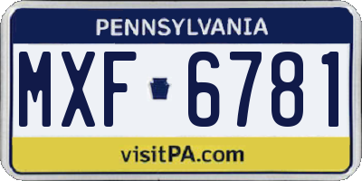 PA license plate MXF6781