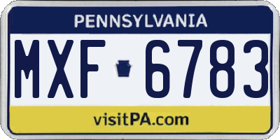 PA license plate MXF6783