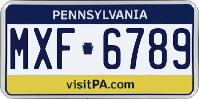 PA license plate MXF6789