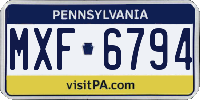 PA license plate MXF6794