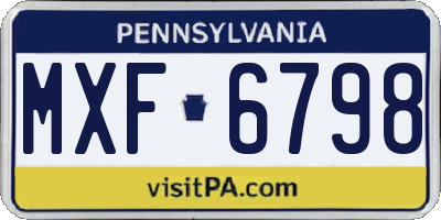 PA license plate MXF6798