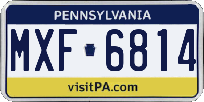 PA license plate MXF6814