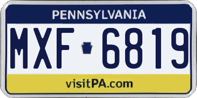 PA license plate MXF6819