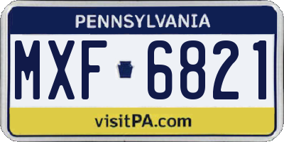 PA license plate MXF6821