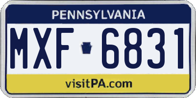 PA license plate MXF6831