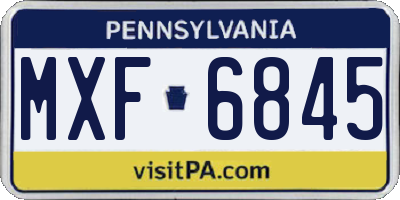 PA license plate MXF6845