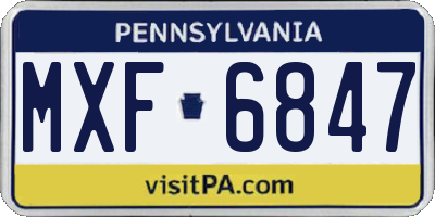 PA license plate MXF6847