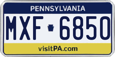 PA license plate MXF6850