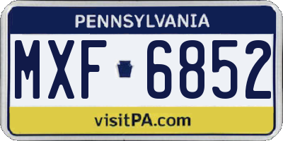 PA license plate MXF6852