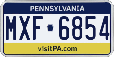 PA license plate MXF6854