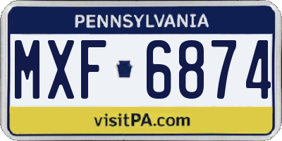 PA license plate MXF6874