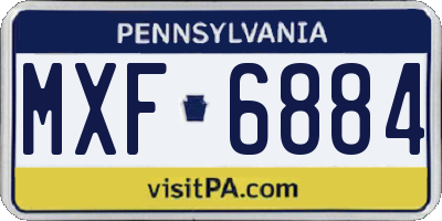PA license plate MXF6884