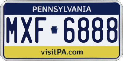 PA license plate MXF6888