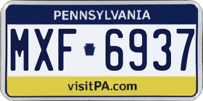 PA license plate MXF6937