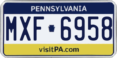 PA license plate MXF6958