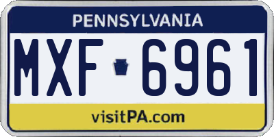 PA license plate MXF6961