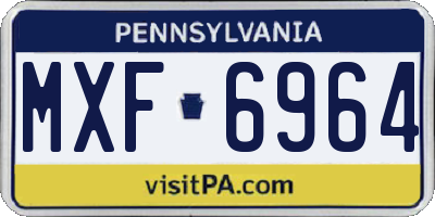 PA license plate MXF6964