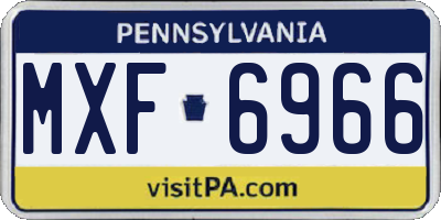 PA license plate MXF6966
