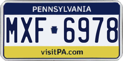 PA license plate MXF6978