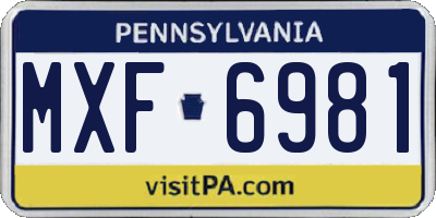 PA license plate MXF6981