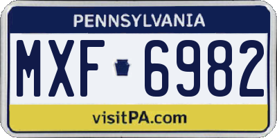 PA license plate MXF6982