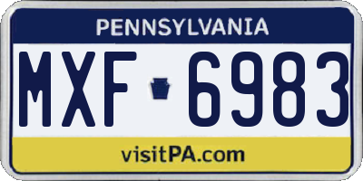 PA license plate MXF6983