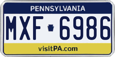 PA license plate MXF6986