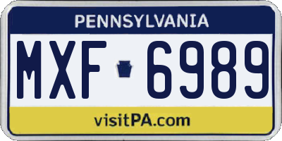 PA license plate MXF6989