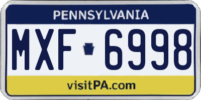PA license plate MXF6998
