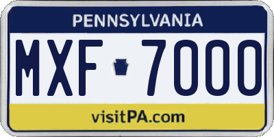 PA license plate MXF7000