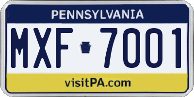 PA license plate MXF7001