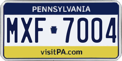 PA license plate MXF7004