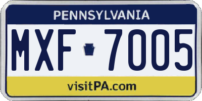 PA license plate MXF7005