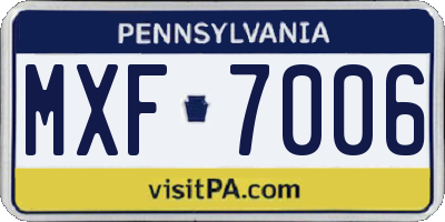 PA license plate MXF7006