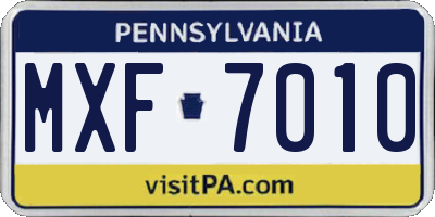 PA license plate MXF7010