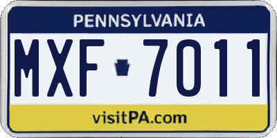 PA license plate MXF7011