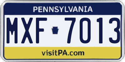 PA license plate MXF7013