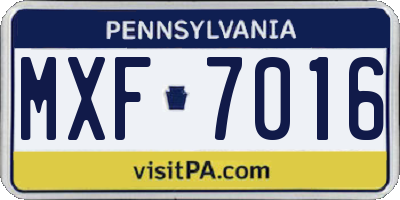 PA license plate MXF7016