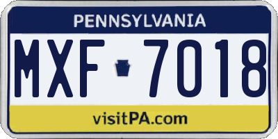 PA license plate MXF7018