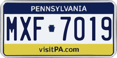 PA license plate MXF7019