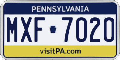 PA license plate MXF7020