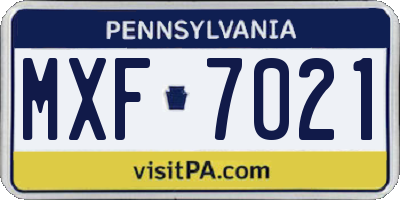 PA license plate MXF7021