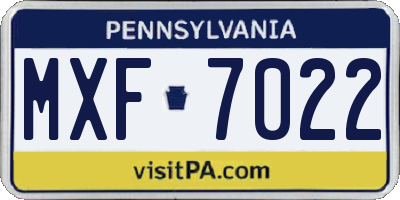 PA license plate MXF7022